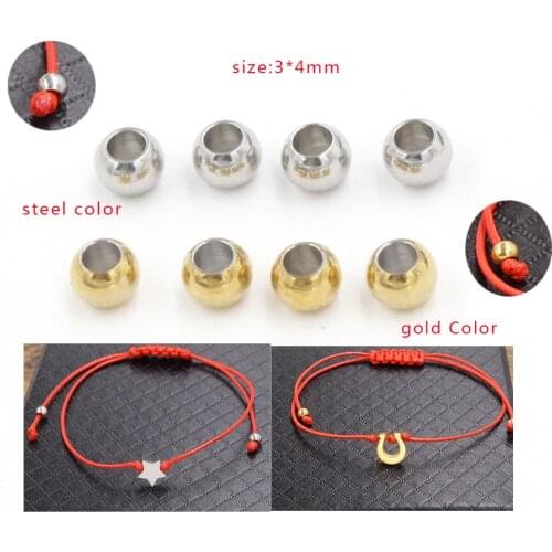 Fnixtar 200Pcs/Lot 3*4mm Gold Steel Color Beads Stainless Steel Bead Chars For DIY Jewelry Making Necklace Bracelets Accessories