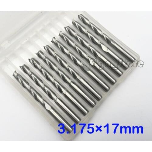 CNC Router Solid Carbide Two Double Flute Bits 3.175mm Shank 17mm CEL