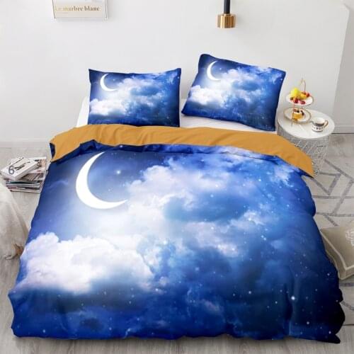 Space Galaxy Aurora Sunset Glow Bedding Set Single Twin Full Queen King Size Sky Stars Moon Bed Set Childrens Kid Duvetcover 07