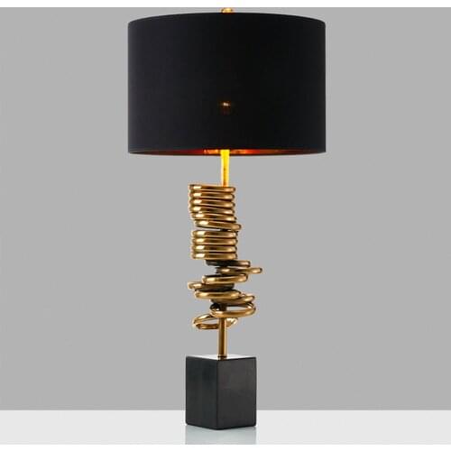 Led e27 Postmodern Iron Marble Fabric Golden Ring LED Lamp.LED Light.Table Light.Table Lamp.Desk Lamp.LED Desk Lamp For Bedroom