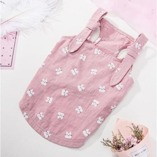 Cute Pet Dog Clothes Soft Dogs Vest New Fashion Cotton Linen Cat Shirt Pet Clothing Spring/Summer Cool Coats For Puppy Small Pet