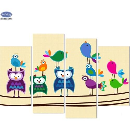 Hobby,5D,diy,Diamond Painting 4pcs,cartoon owl,art,Stitch Cross,Full,Diamond Embroidery,3d Mosaic,pattern,beaded embroidery,gift