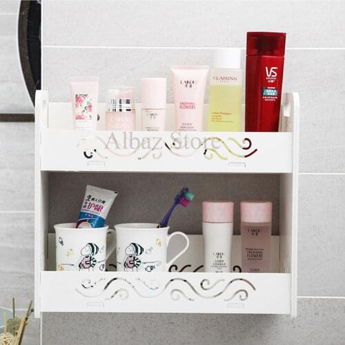 Punch-free Bathroom Toilet Wall Shelf Cosmetic Bedroom Vanity Storage Rack Kitchen Drawer Organizer Desk