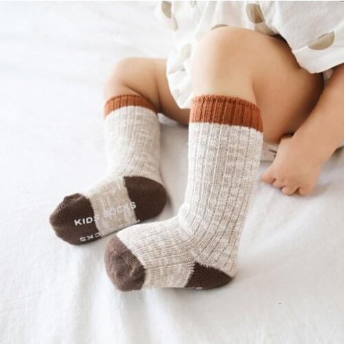 Toddler knee high anti slip socks girl boys newborn infant baby winter long cotton sock children kids thick warm high socking