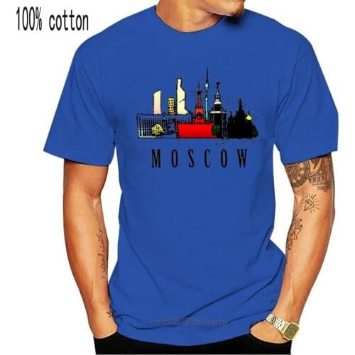 New Russia Moscow City Red Square Watercolor Drawing No Glue Print Tshirt Men 2018 Summer 2021 White Casual Homme Cool T Shirt