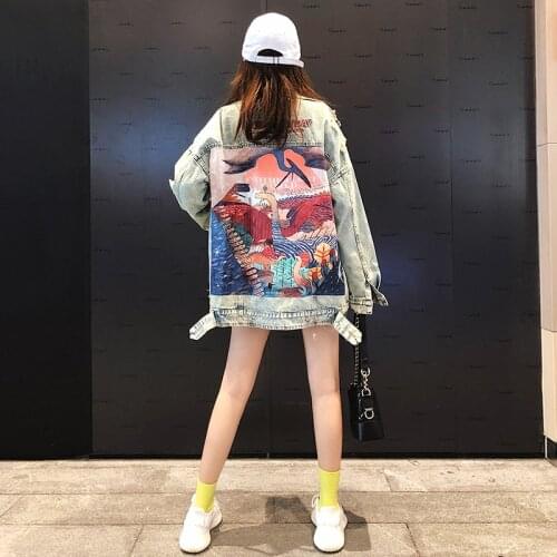 Autumn Casual Womens Denim Basic Jacket Lapel Pocket Hollow Out Female Coat Casual Outwear Student Light Blue Outwear