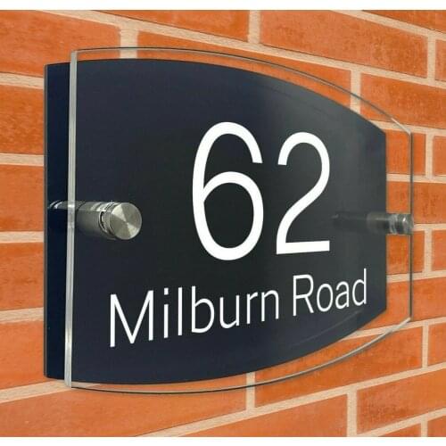 Customized Contemporary House Sign Address Plaque Door Number Name Plate Personalised Black