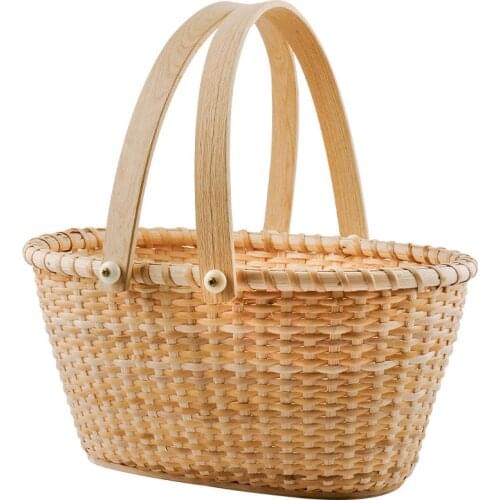 MIDOSHARK Hand-woven binaural portable rattan basket Picnic basket with handle