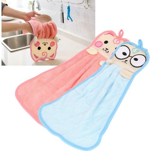 Hanging Hand Towels Can Be Hung Water Absorption Cloth Dishcloths Handkerchief Candy Color Polyester Cute Cartoon Cat