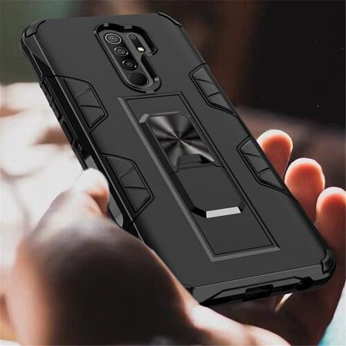 Shockproof Armor Phone Case For Xiaomi MI Poco F2 Note 10 CC9 9T Pro Matte TPU Magnetic Holder Anti-Fall Cover For Mi 9T 10 Pro