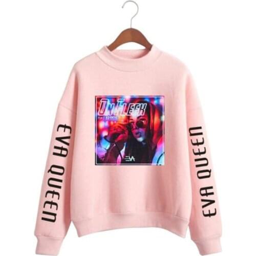 KPOP Eva Queen Hoodies Men Long Sleeve Fleece Turtleneck Sweatshirt Moletom Masculino Streetwear Hip Hop Harajuku Pullover Tops