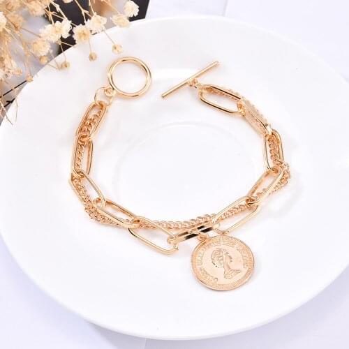 Korean Couple Bracelet for Women Luxurious Queen Coin Bracelet Minimalist Fine Jewelry for Women Party Accessories Gift New