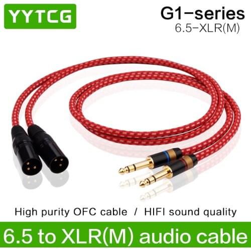 YYTCG Hifi 6.35mm to XLR Male Cable 4N OFC 2 XLR Male to Dual 6.35 Cable 0.5m 1m 2M 3M 5M