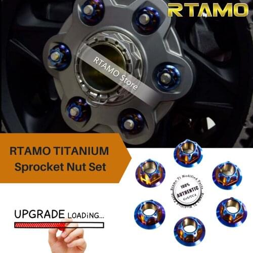 RTAMO Titanium Alloy Rear Sprocket Nuts Set M10x1.0P -6PCS Pack for Motorcycle Motorbike