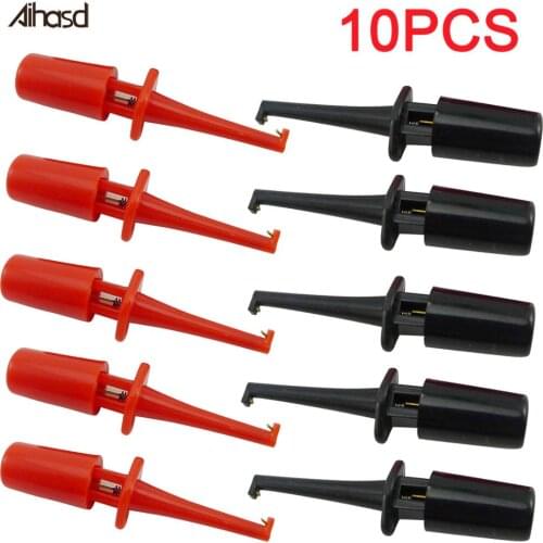 10PCS/LOT 1.7'' Multimeter Lead Wire Kit Test Hook Clip Grabbers Test Probe SMT/ SMD IC D20 Cable Welding