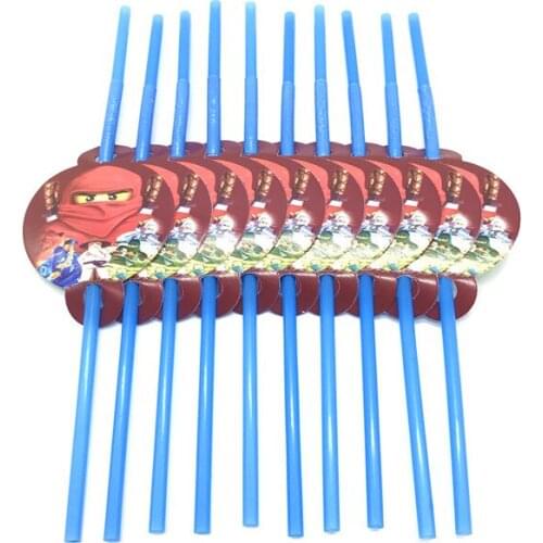 Party Supplies 10pcs Ninja Theme Straws Party Decoration Paper Straw Tube Disposable Flexible Straws Baby Shower Party Supplies