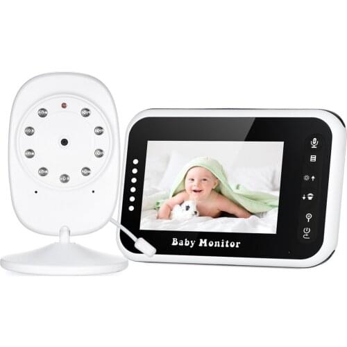 3.5 Inches Baby Monitor Support 2 Cameras Zoom in Function Crying Remainder Infrared Night Vision Two-way Talk 8 Lullabies