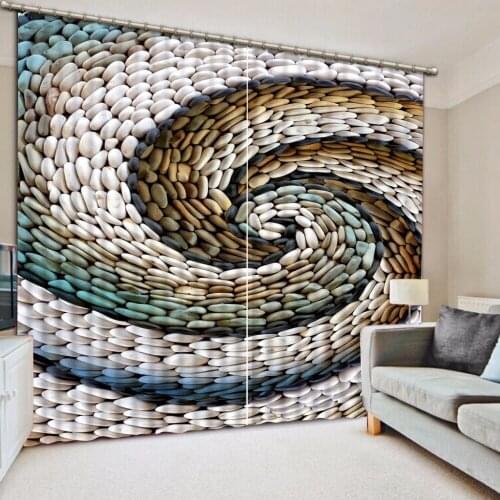 3D Curtain Photo Customize Size Natural Beautiful Cobblestone Swirl Color Curtains Bed Room Living Room Office Hotel Cortinas