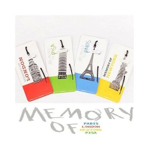4PCS/LOT European Building Students Bookmark Memory of London/Paris/New York/Pisa Travel Memory office stationery