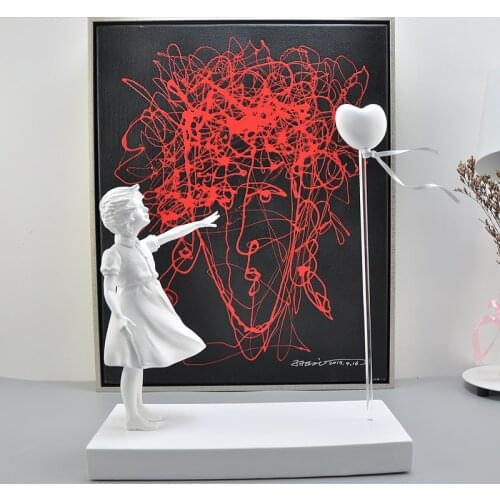 BANKSY FLYING BALLOON GIRL MODERN ART SCULPTURE RESIN CRAFT HOME DECORATION CHRISTMAS LUXURIOUS GIFT FIGURINE ORNAMENT