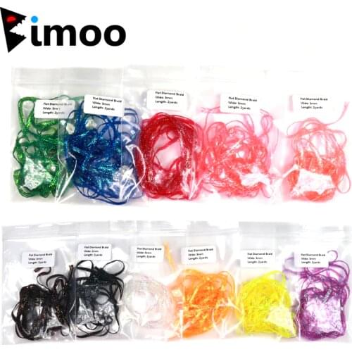 Bimoo 3/4mm 2yards/bag UV Flurocent Flat Diamond Braid for Emergers Nymph Shrimp Scud Streamer Pike Saltwater Fly Tying Material