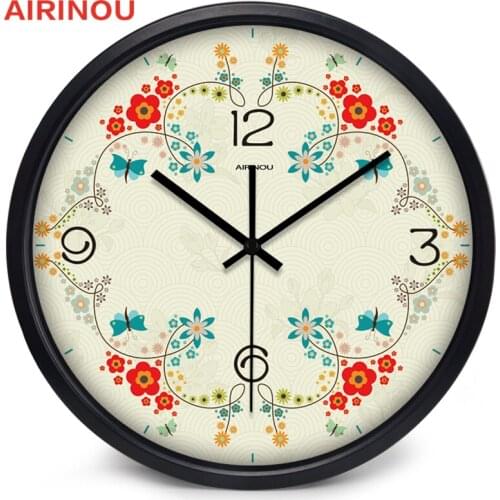 Airinou Large Quartz Clock Watch American Garland Bedroom Garden Corridor Wall Clock