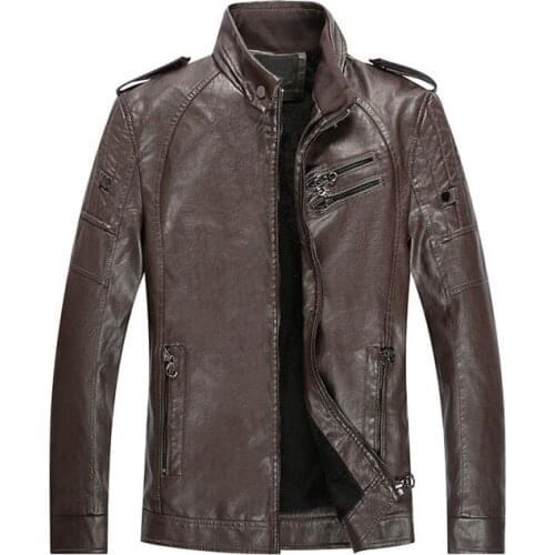 Brand 2019 Mens Winter Jacket Men PU Leather Motorcycle Warm Jackets Plus velvet Windbreaker Male Casual Long Coat 4XL