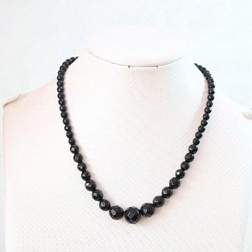 Black carnelian onyx agat stone 6-14mm faceted round beads chain necklace for women choker diy jewelry 18inch B633
