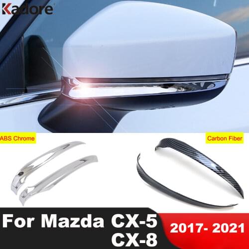 For Mazda CX-5 CX5 KF CX-8 CX8 2020 2017 2018 2019 ABS Chrome Door Rearview Mirror Strip Cover Trim Car Styling Accessories 2pcs