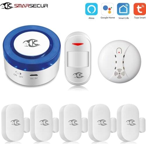 SMARSECUR Home wifi Security alarm siren WiFi Smart Siren Tuya Smart Wrok with smoke detector