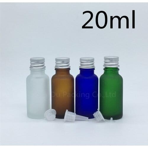 Travel bottle 20ml Green blue amber transparent frosted Glass Bottle, Vials Essential Oil Bottle with Aluminum cap 200pcs/lot