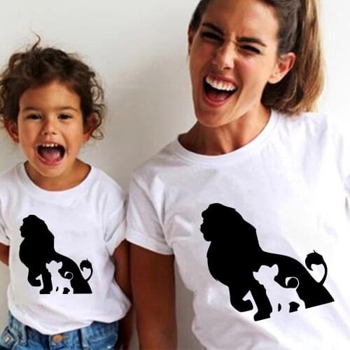 Fashion Children Tshirt Simba the Lion King White T Shirt Women Summer Short Sleeve Unisex Tee Shirt Family Matching Clothes