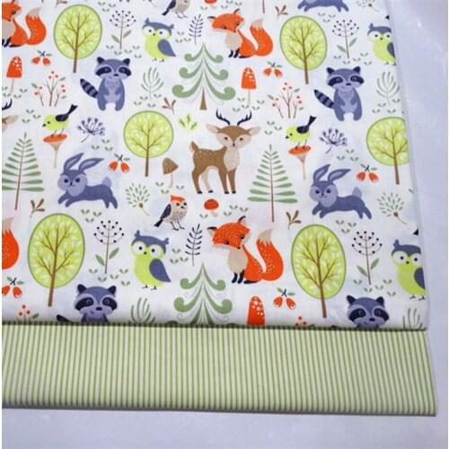 Cotton Fabric Printed Fox Animal Tree Cloth Sewing Quilting Baby Fabrics Patchwork Needlework Handmade Accessories 100*160cm DIY
