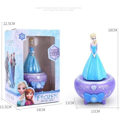Disney Princess Toys Action Figure Music Box Doll Elsa Rotating Dance Projection Light Music Doll For Girl Best Birthday Gift