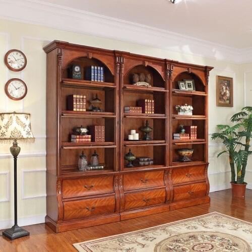 American style country solid wood bookcase bookshelf single door glass door bookcase combination study furniture