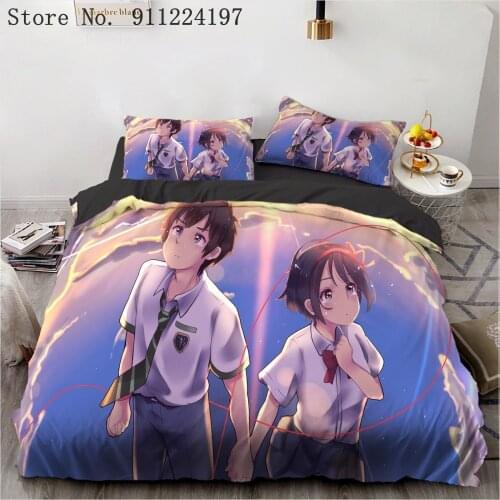 3d Your Name Bedclothes Cartoon Duvet Cover Set Boys Girls Quilt Cover Microfiber Bed Linen Japanese Anime Comforter Bedding Set