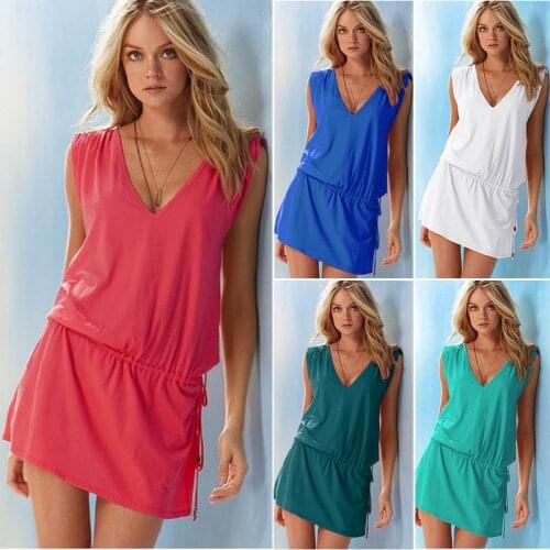 Summer beach mini dress women clothing 2021 short casual v-neck women party dress sleeveless sexy dresses vestidos ropa mujer