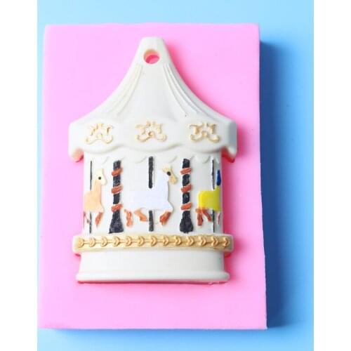 Merry-go-round Carousel Trojan Horse Animal Silicone Mold DIY Baking Tools For Aromatherapy Soap Wax Candle Chocolate Mold