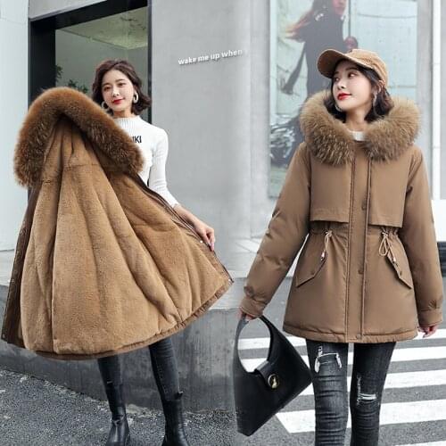 NEW Winter Cotton Coat Parka Women Slim Snow Outwear Medium-Long Wadded Jacket Plus Velvet Liner Thick Warm Overcoat Parkas 2021