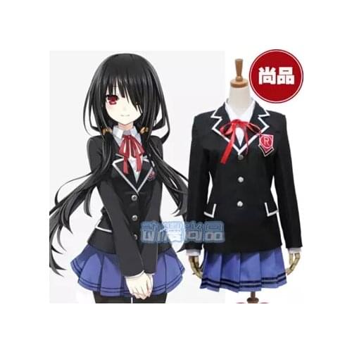 Anime DATE A LIVE cosplay Yatogami Tohka Tokisaki Kurumi Uniforms Set cos halloween party full set 4in1(Top skirts coat tie)