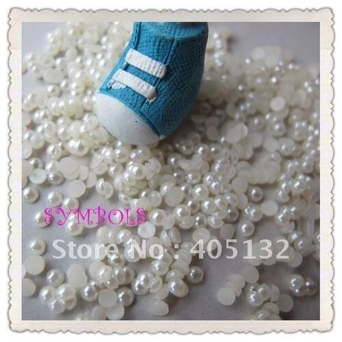 OD-04W Free Shipping 10000pcs/bag 2mm White Resin Half-Ball Pearl Nail Art Decoration