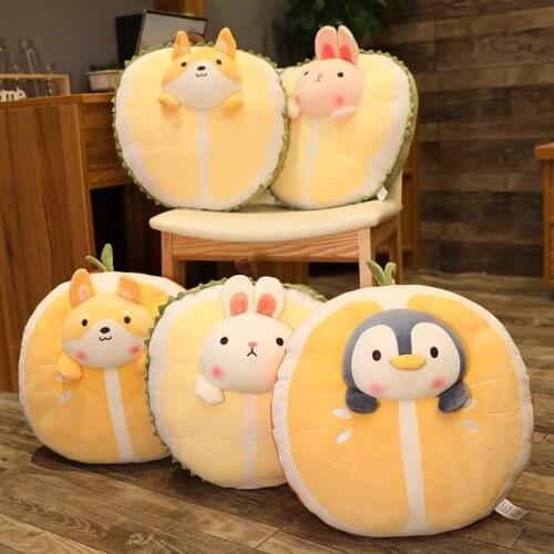 Plush fruit Orange durian stuffed pillow cushion fruit rabbit penguin shiba inu animals plush toys kids children birthday gift