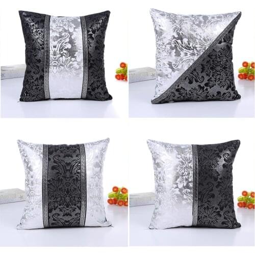 Luxury Vintage Black and Silver Decorative Cushion Cover Floral Pillow Case For Car Sofa Decor Pillowcase Home Pillow Covers