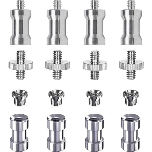 Camera Screws Kit, PAMOWO 16Pcs Tripod Mount Screw Adapter 1/4" to 1/4" Threaded Ring Screw Converter Pack for DSLR Camera/Tripo