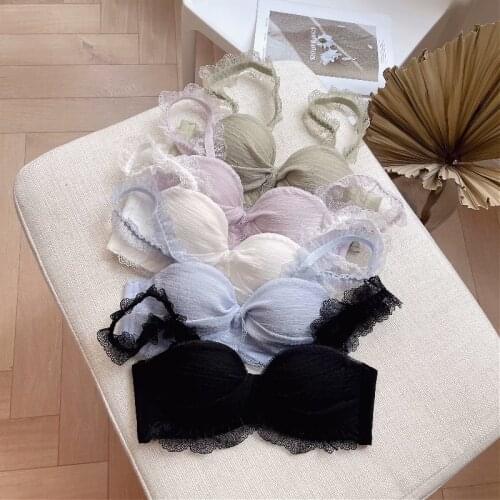 2021 5 Colors Lace Dress White Young Girls Intimates Push Up Seamless Bralette Underwear Set Women Sexy Bra And Panty Sets