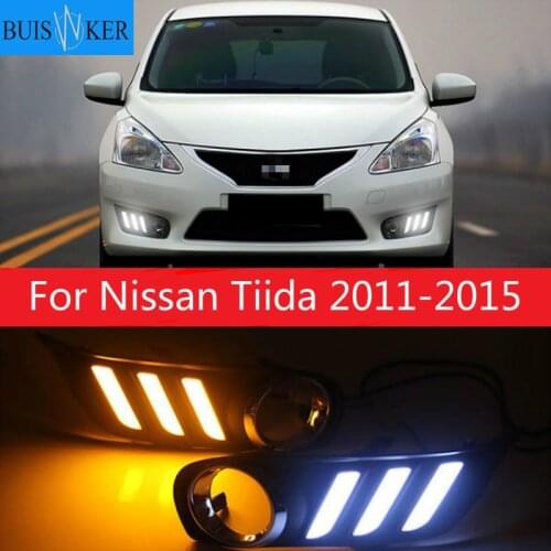 1Pair For Nissan Tiida 2011-2015 Front LED Daytime Light Running Light DRL Flashing Day light Fog Lamp cover Frame