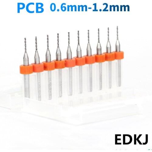 10pcs/Set 0.6mm-1.2mm PCB bit Hard Alloy PCB Print Circuit Board Carbide Micro Drill Bits Tool for SMT CNC