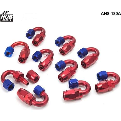 10PCS/LOT Universal AN8 180 Degree Aluminum Oil/Fuel/Air/Gas Line Hose End Fittings AN8-180A