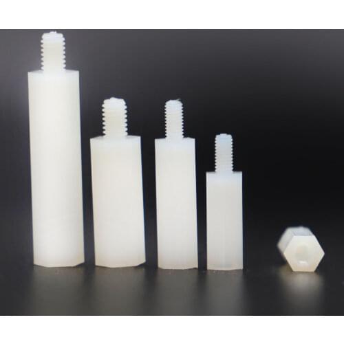 20/50pcs White Male to Female Nylon Standoff M2 M2.5 M3 M4*L+6mm PCB Standoff Spacer Column Plastic Spacing Pillar