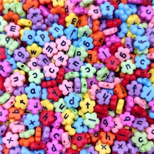 20Pcs 12mm Flower Colorful Letter Acrylic Beads DIY For Jewelry Making Bracelet Necklace Pendant